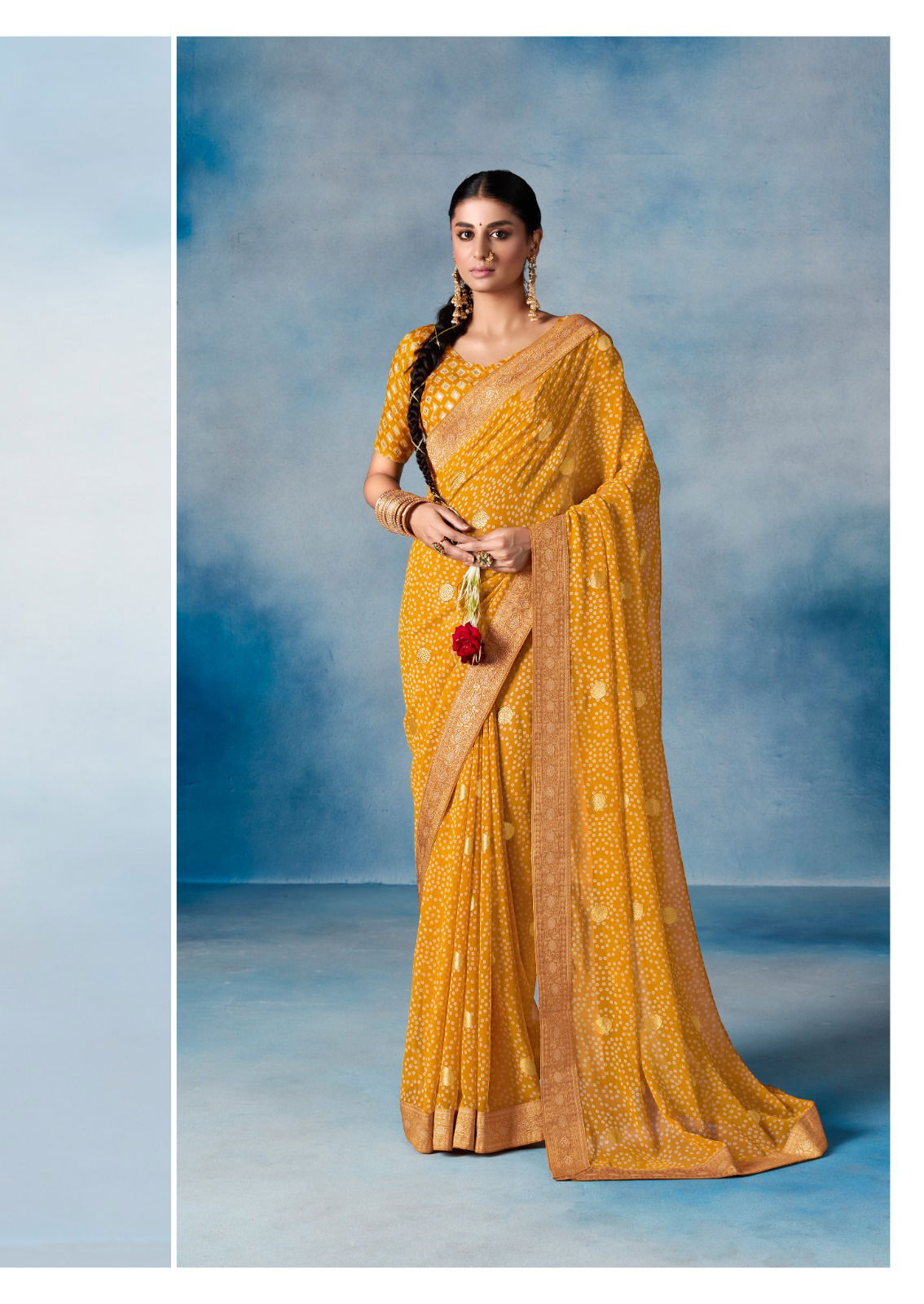 Stavan Haldi Weightless With Border Georgette Saree Catalog